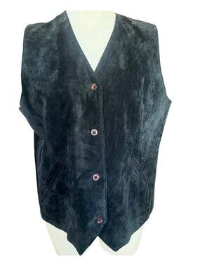 Great Northwest Clothing Co Vest Women's Size XL Black Suede Button Front Lined